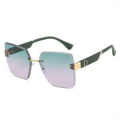 Rivet Decor Gradient Sunglasses UV400 with Case