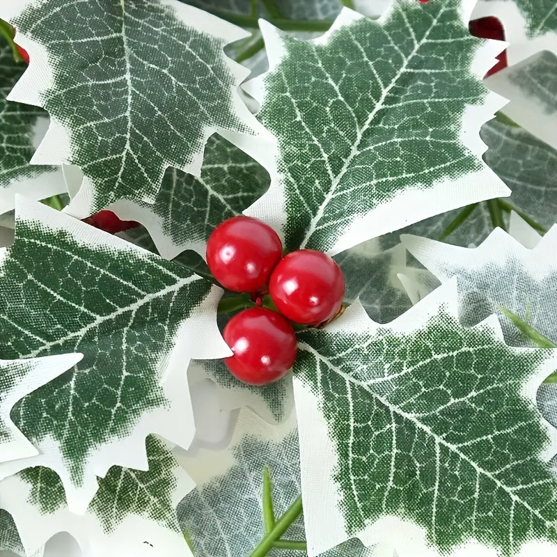 10pcs Christmas Leaf Red Fruit Tree Decoration Wreath DIY Circle Branch Insert