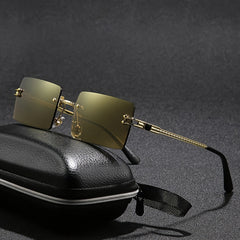 HBK Retro Vintage Tinted Rimless Sunglasses