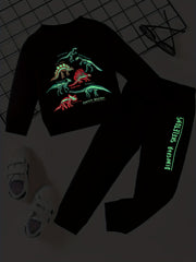 Dino Reflective Skeleton Sweatshirt & Sweatpants Set