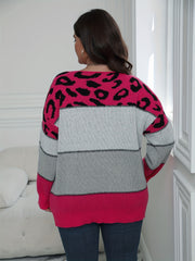 Colorblock Leopard Print Sweater