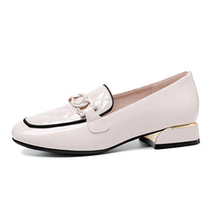 Women's Square Toe Block Heel Loafers Slip On Shoes