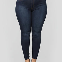 High Rise Button Fly Skinny Jeans Women's Plus Slight Stretch