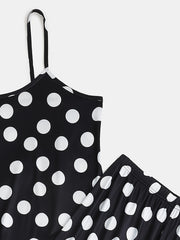 Polka Dot Pajamas Set - Cami Top & Pants Lounge Two Piece Set