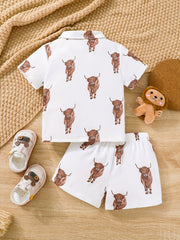 Baby Boys Cartoon Short Sleeve Shirt & Shorts Set