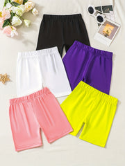 5pcs Safety Shorts For Girls Multicolor Elastic Waist Leggings