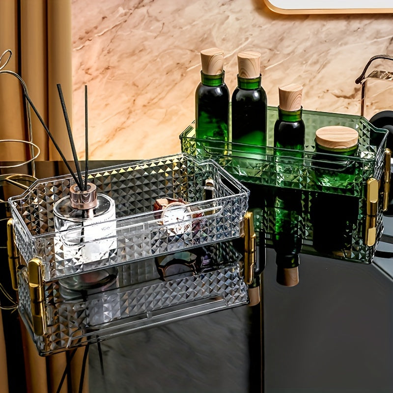 Transparent PET Storage Tray Diamond Pattern Cosmetics Box