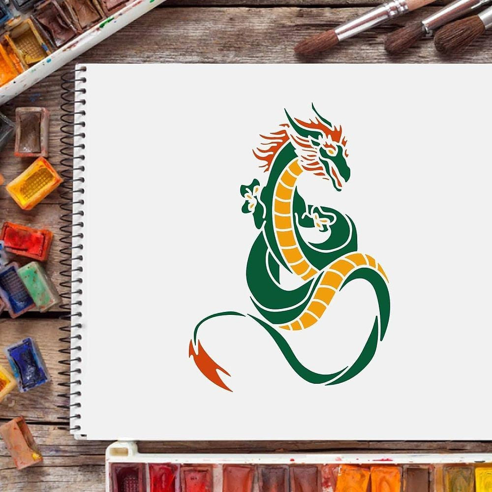 Dragon Pattern Stencils Template Set for Drawing and Painting - Craft Supplies