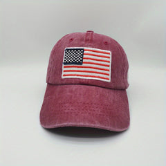 Sunshade Adjustable Baseball Cap with American Flag Embroidered