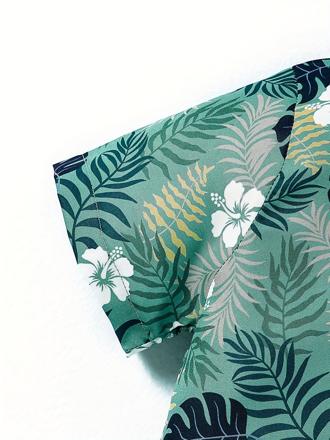 Boys Flower & Leaf Shirt Tops Short Sleeve Button Down Casual Summer
