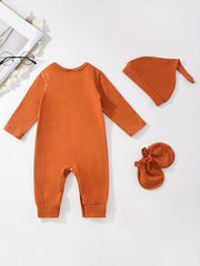 Baby Boys Casual Printed Long Sleeve Bodysuit Hat Gloves Set