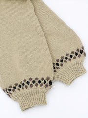 Casual Sweater Women's Plus Geo Print Lantern Sleeve High Neck Jumper