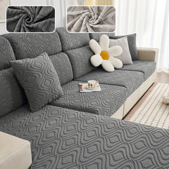 Solid Jacquard Stretch Sofa Slipcover Elastic Band Furniture Protector Sofa Cove