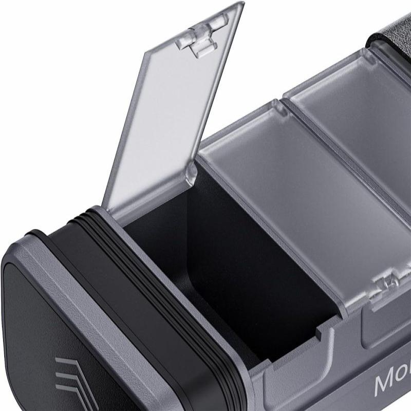 Kursoaya Steel Grey Metal Pill Organizer Large Capacity Travel Daily Pills