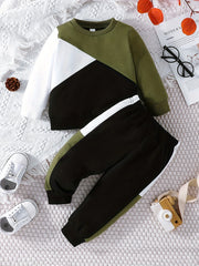 Baby Boy's Long Sleeve Sweatshirt & Trousers Set For Spring And Autumn