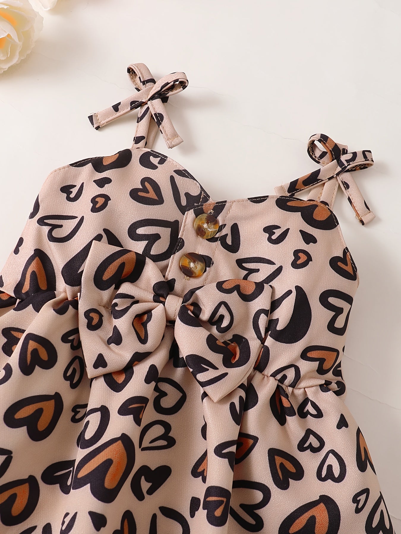 Baby Girls Spaghetti Strap Dress Headband Hearts Print Baby Clothes