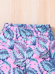 2pcs Baby Boys Coconut Trees & Leaf Print T shirt & Shorts Summer Clothes Sets