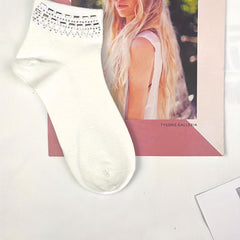 5 Pairs Rhinestone Crew Short Socks for Women