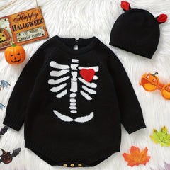 Baby Halloween Skull Graphic Onesie & Hat Set