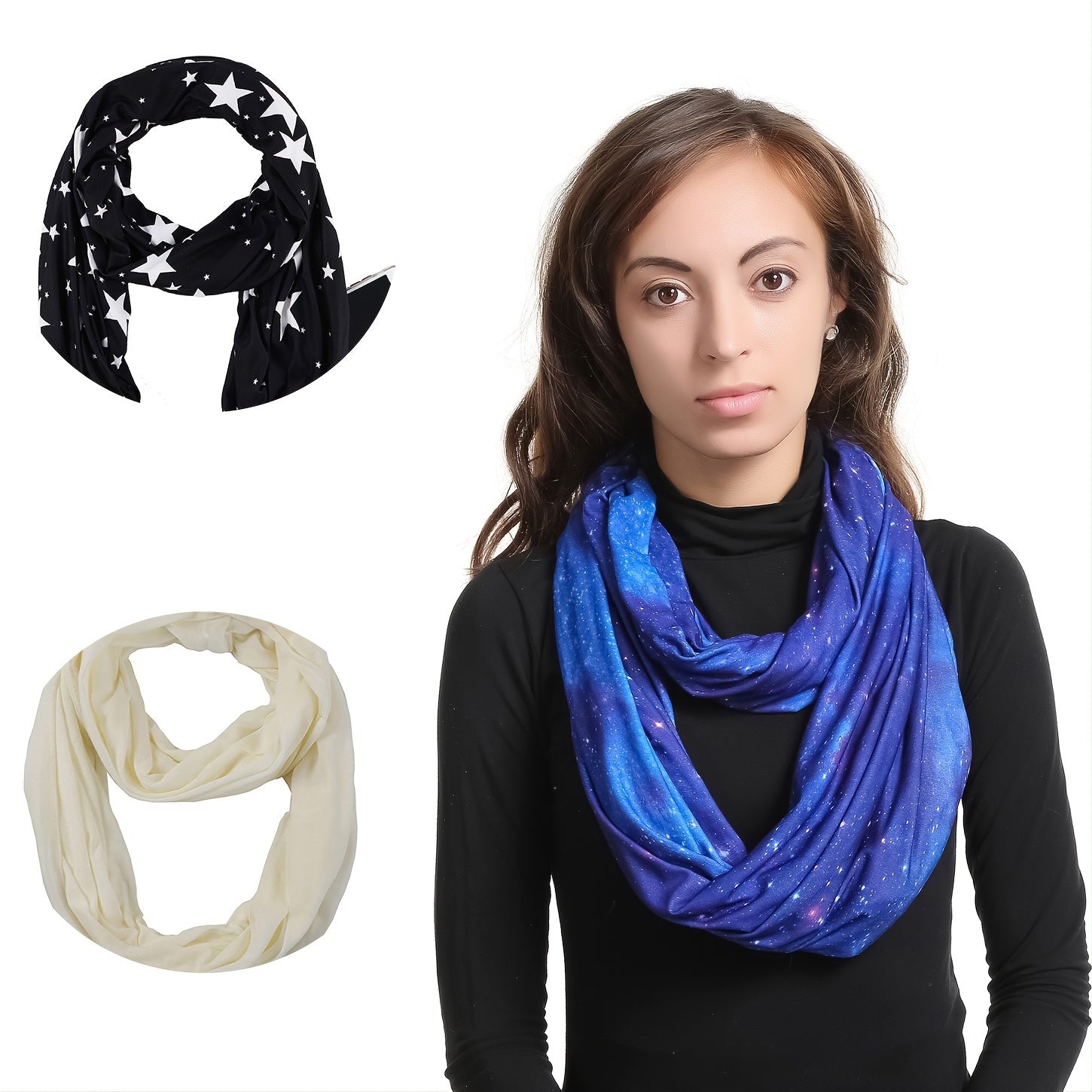 Soft Multicolor Infinity Scarf Light Weight Solid Colors Infinity Scarf