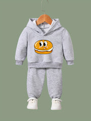 OERYUI Burger Print Hooded Pullover Pants Set For Sports