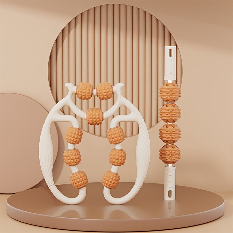 Leg Massage Clamp 4 wheels Yoga Pilates Roller Stick