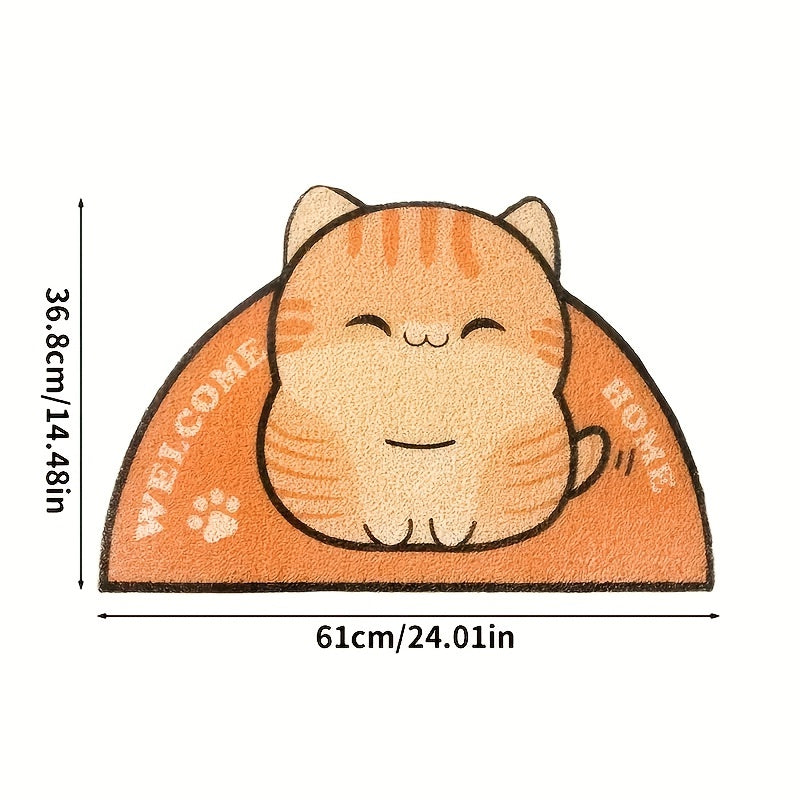 Cartoon Cat Litter Trapping Mat Non Slip Cat Feeding Pad