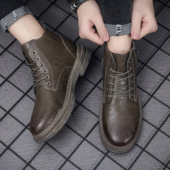 Men's Round Toe Zipper Boots