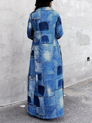Patchwork Graphic Print Jacket Open Front Outerwear