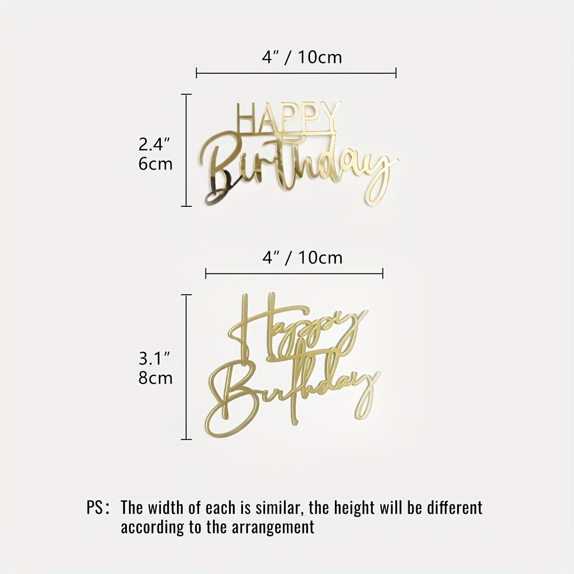 1pc Happy Birthday Art Handwriting Cake Toppers Birthday Cake Toppers Golden