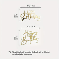 1pc Happy Birthday Art Handwriting Cake Toppers Birthday Cake Toppers Golden