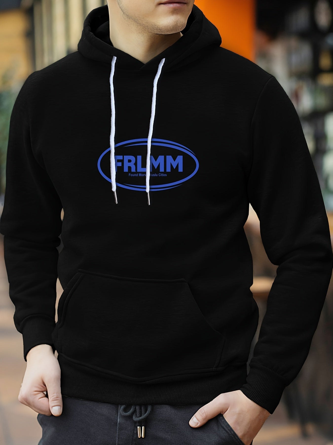 Men's Letter Print Hoodie Casual Graphic Pullover Hooded Sweatshirt