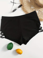 Criss Cross Side Swimwear Shorts High Stretch
