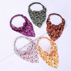 5pcs Halloween Headband Scarf Elastic Turban Skull Pumpkin Print