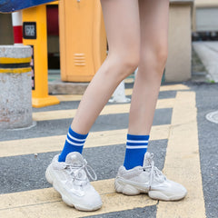 5 Pairs Striped Trim Socks, All Match Sports Socks for Women