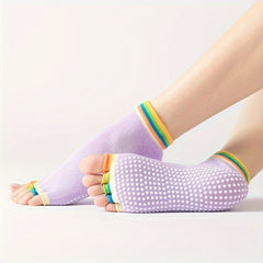 Women Pilates Socks Anti Slip Breathable Open Toe Yoga Socks Ankle