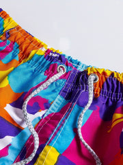 Men's Paints Splash Elastic Waist Drawstring Beach Shorts