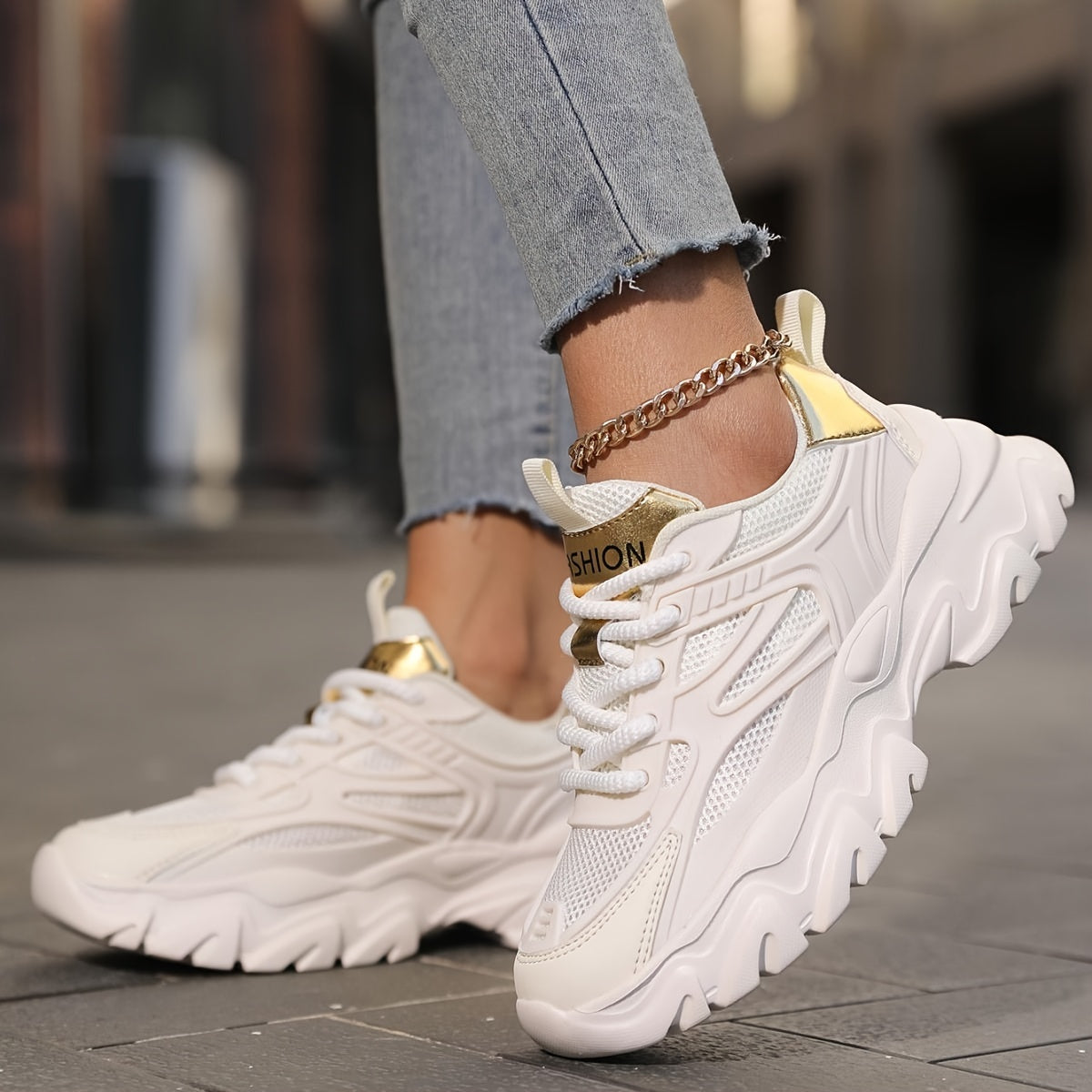 Women's Slip Resistant Chunky Sneakers Breathable Running Shoes