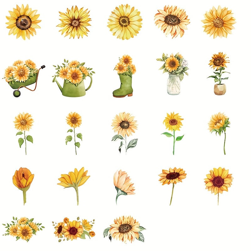 46pcs Sunflower Decorative Sticker Retro Hand Account DIY Boxed