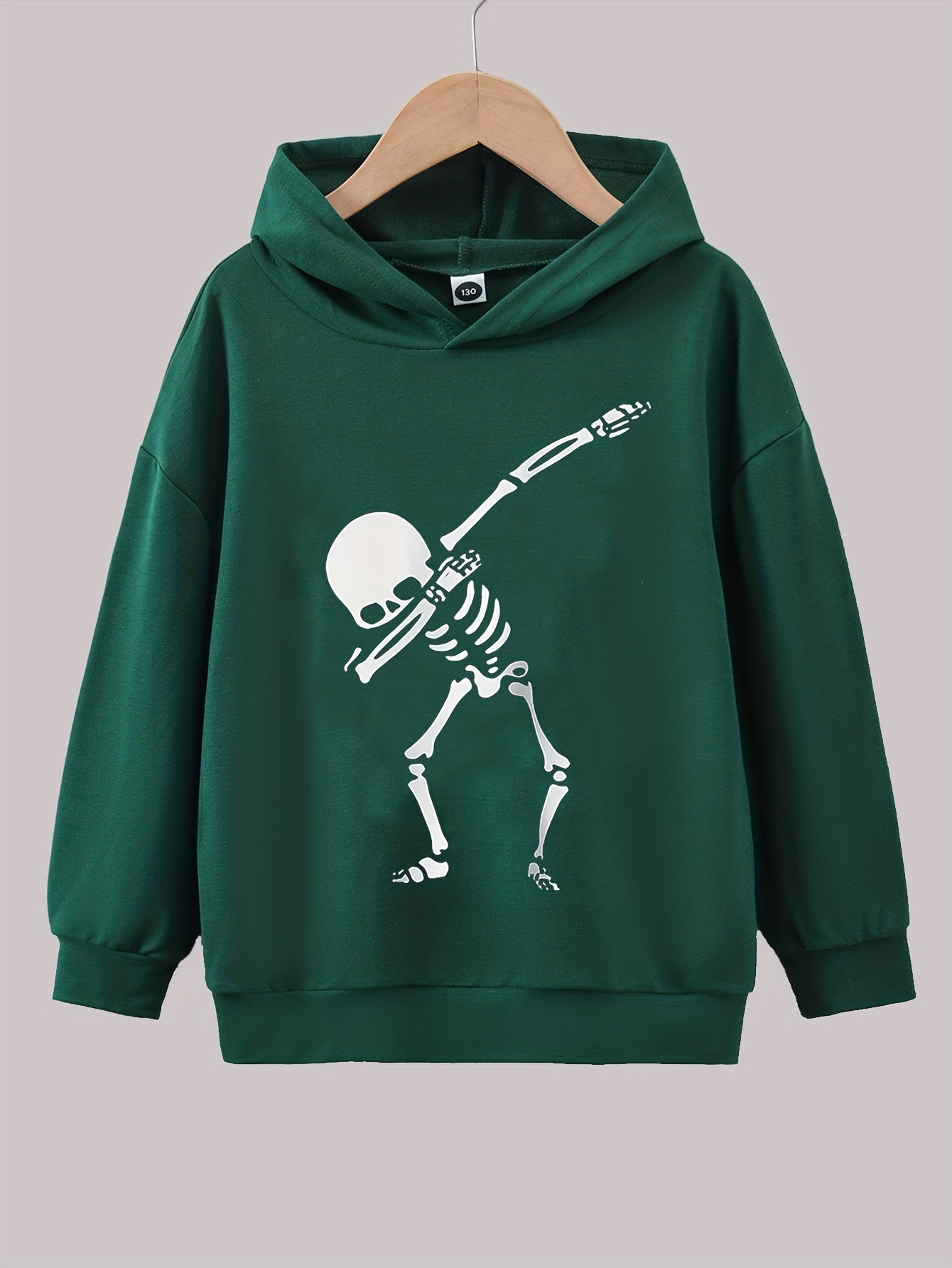 Funny Skeleton Dancing Print Boys Pullover Hooded Sweatshirt