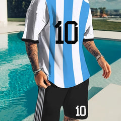Argentina Jersey No 10 Training Football Set Men Short Sleeve T shirt