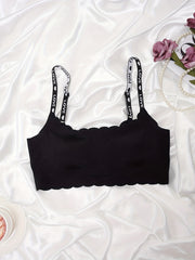 Scallop Trim Seamless Wireless Bra Full Coverage Women's Lingerie
