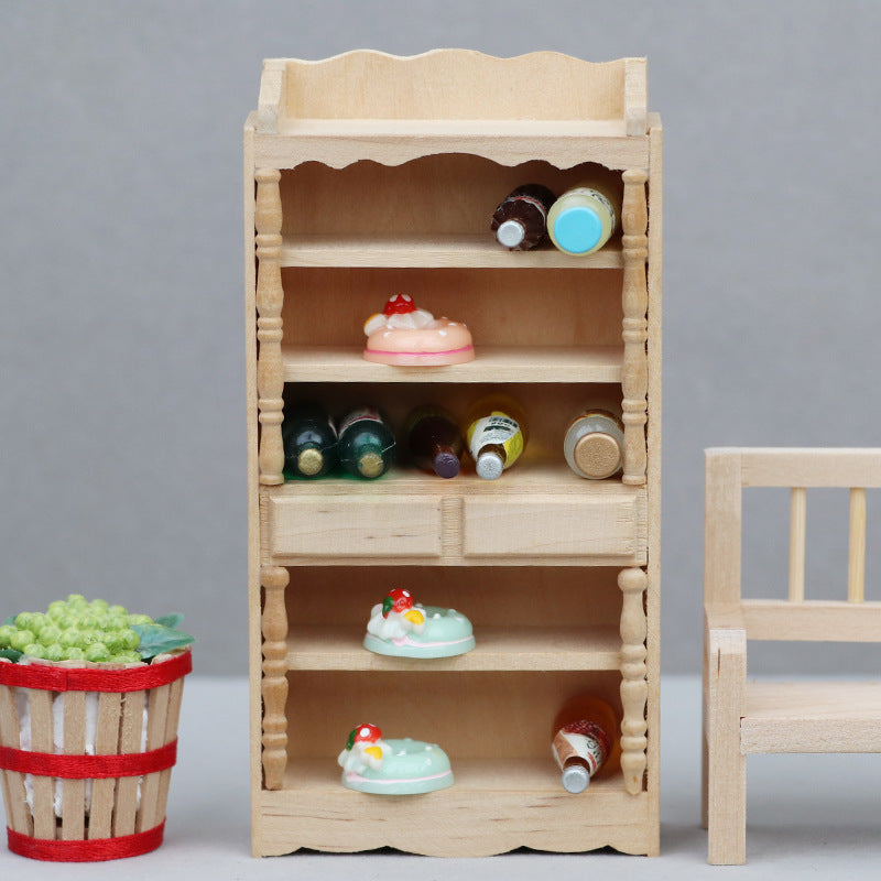 1:12 Scale Wooden Cabinet for Dollhouse Realistic Furniture Solid Wood