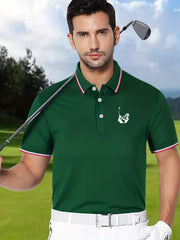 Men's Casual Stretch Lapel Polo Shirt Short Sleeve Button Up
