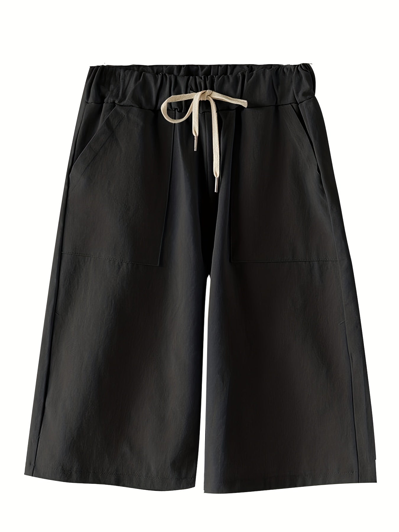 Dual Pocket Elastic Shorts High Waist Drawstring Shorts Women's Clothing