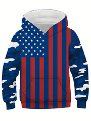 3D Flag Graphic Hoodie Unisex Novelty Kangaroo Pocket Pullover Sweatshirt