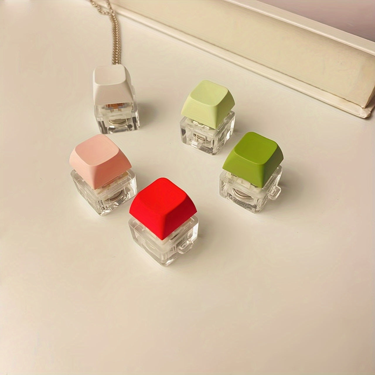 Mini Keyboard Fidget Toy Necklace Keychain Acrylic Key Chain Ring Wallet Charm