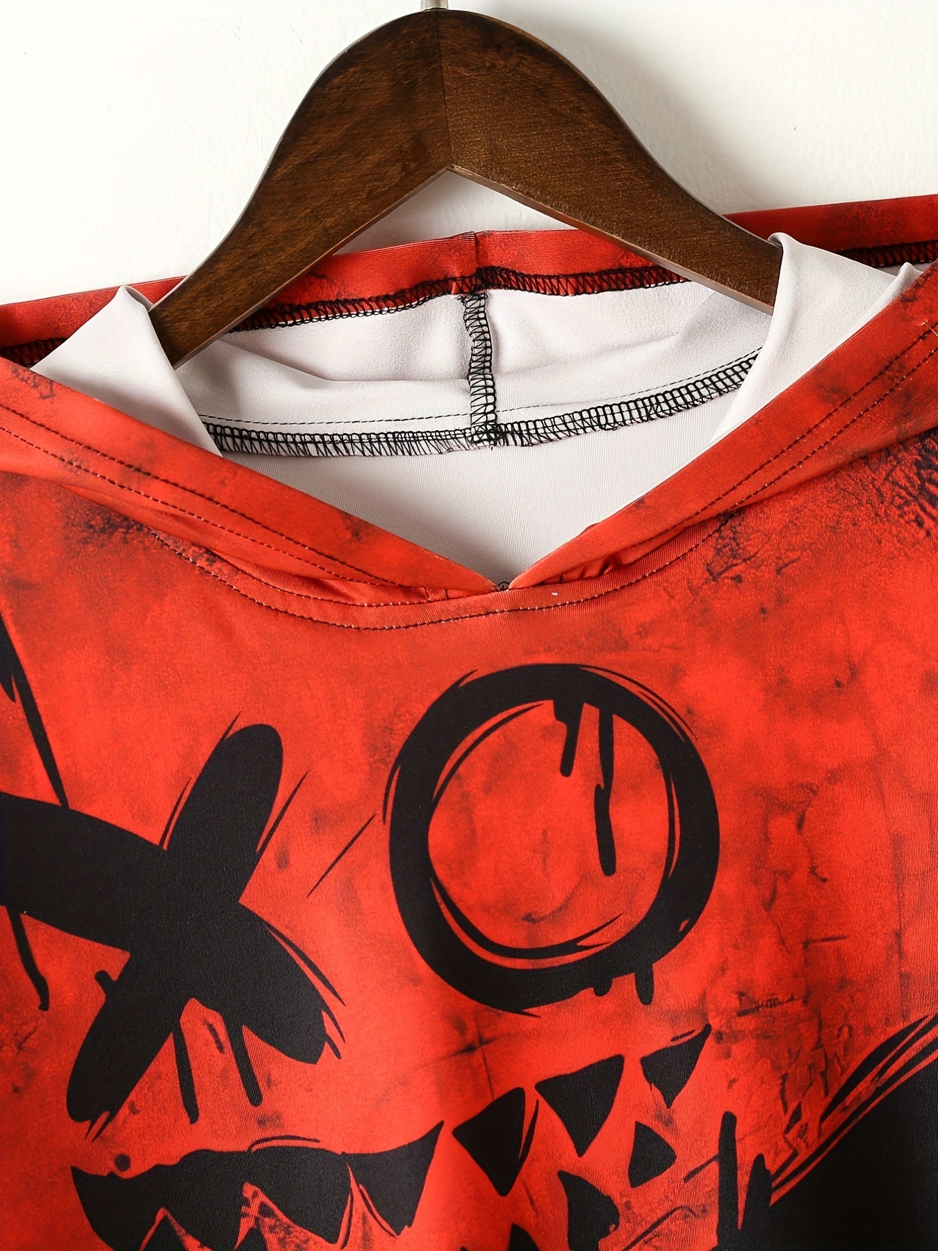 Boy's Graffiti Face Print Hoodie Casual Sweatshirt