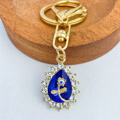 Rose Keychain Crystal Rhinestone Encrusted Bags Wallets Car Keys Pendant