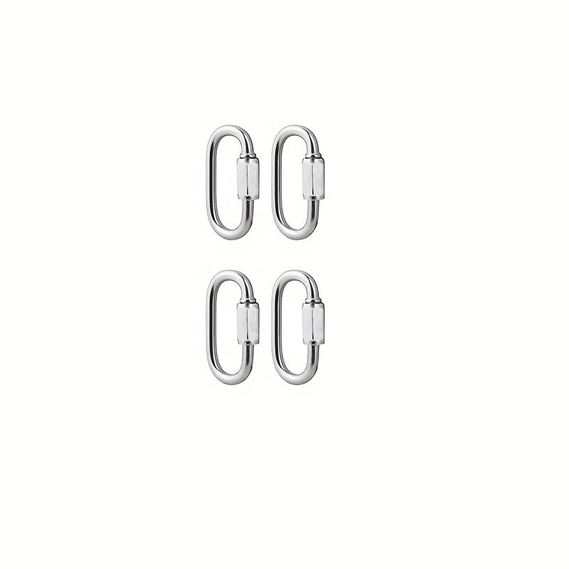 4pcs Stainless Steel Carabiner 2 54 20 32 Cm D Shaped Metal Buckle Keychain